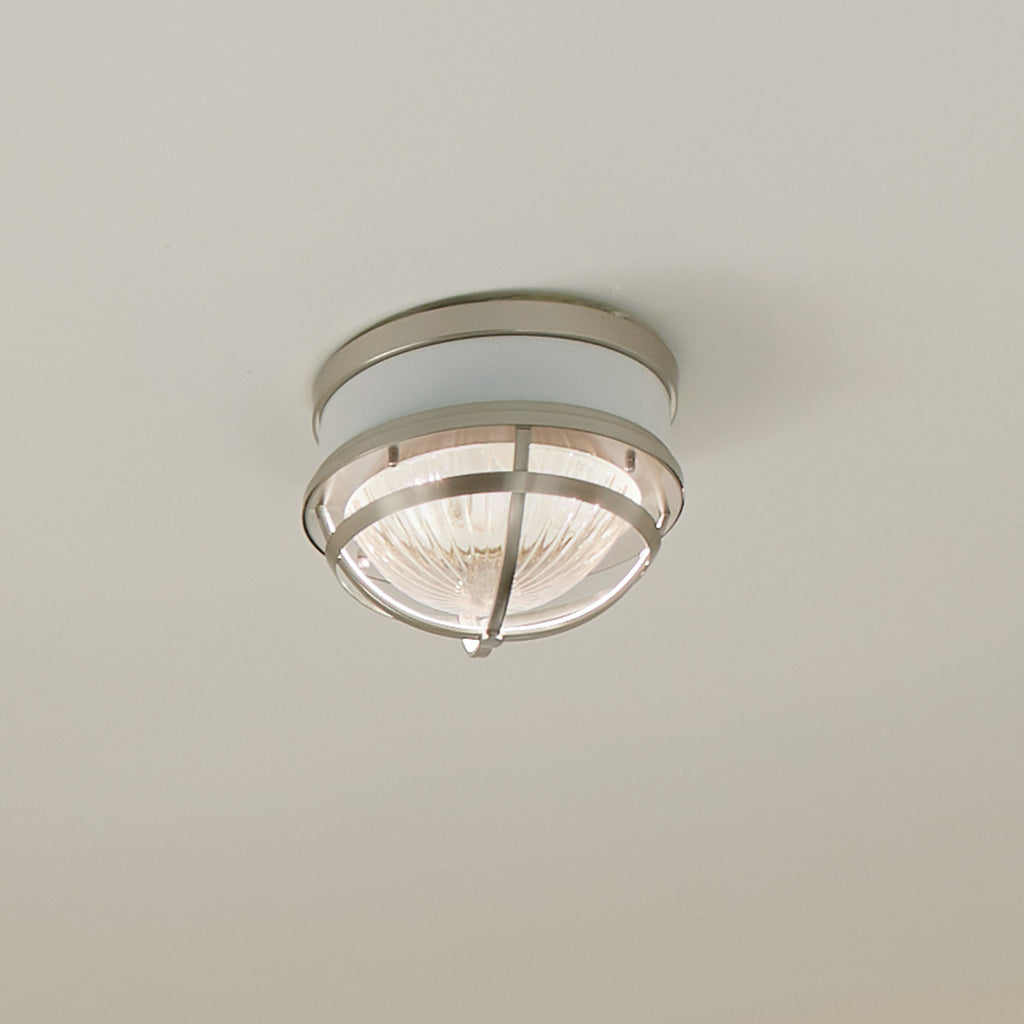Quintiesse Tollis 2 Light Flush in Brushed Nickel & White