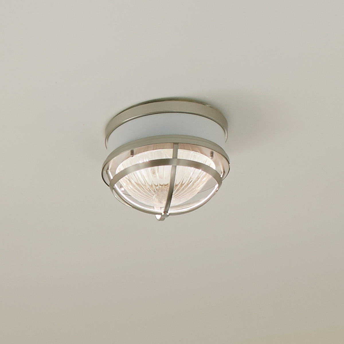 Quintiesse Tollis 2 Light Flush in Brushed Nickel & White