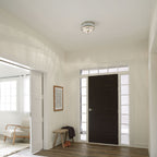 Quintiesse Tollis 2 Light Flush in Brushed Nickel & White