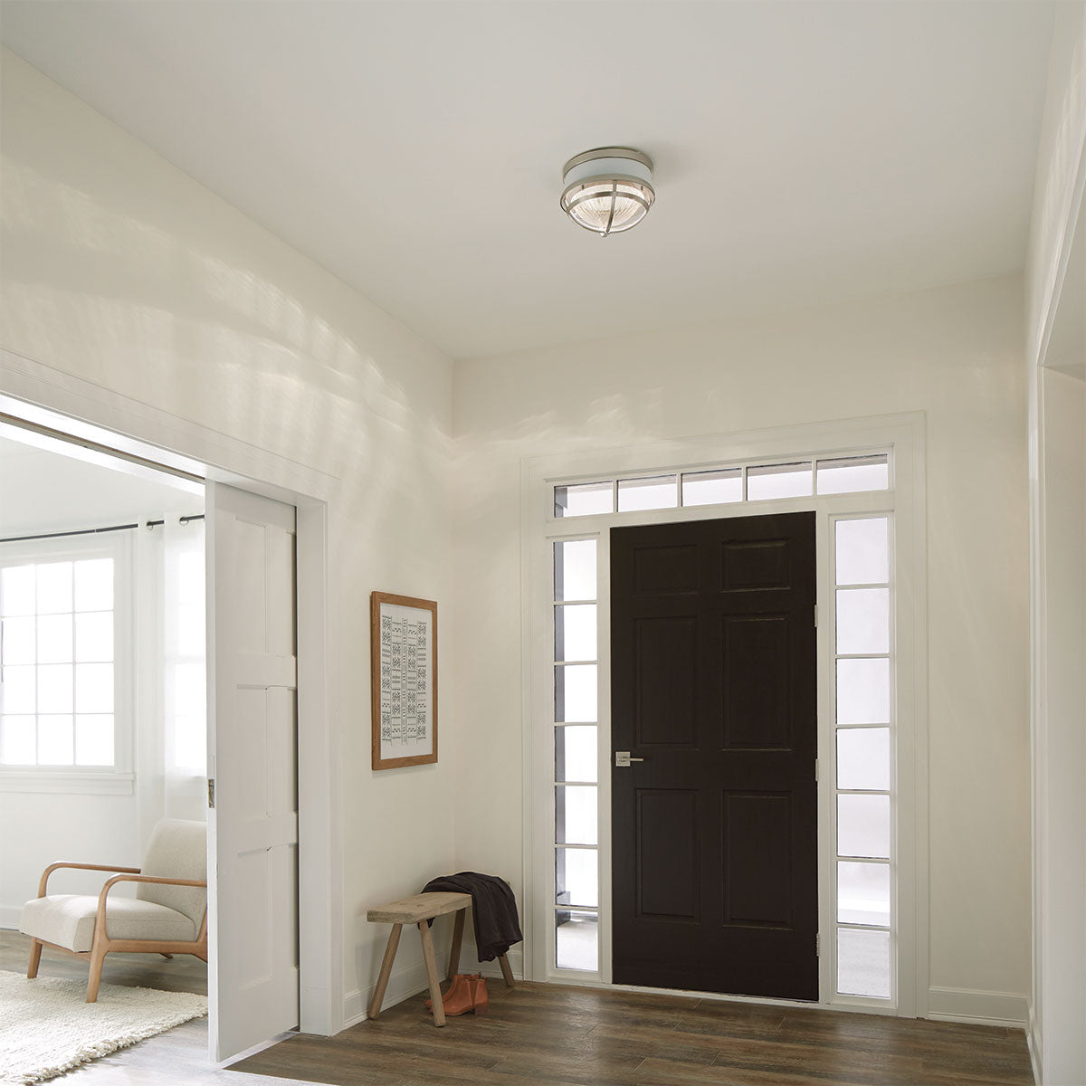 Quintiesse Tollis 2 Light Flush in Brushed Nickel & White