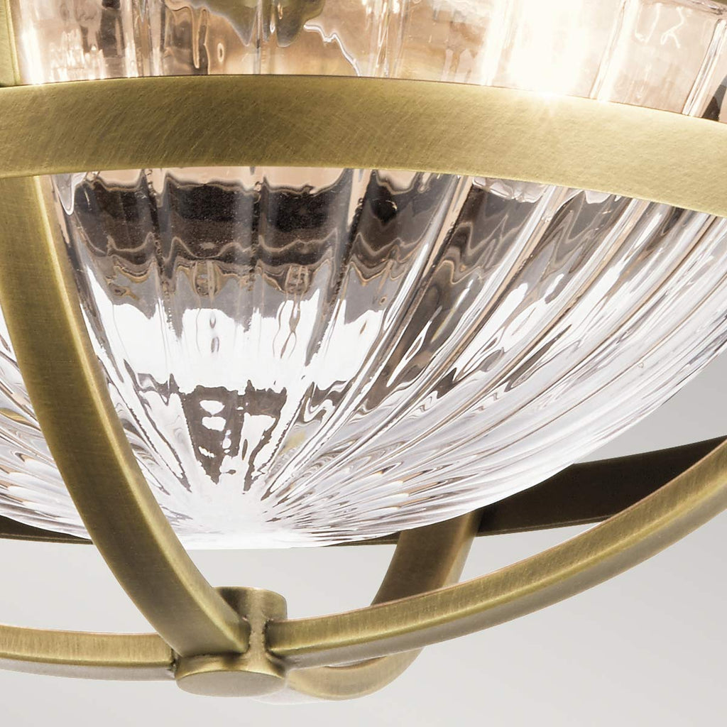 Quintiesse Tollis 3 Light Flush in Natural Brass & White