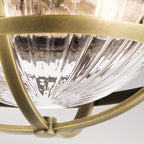 Quintiesse Tollis 3 Light Flush in Natural Brass & White
