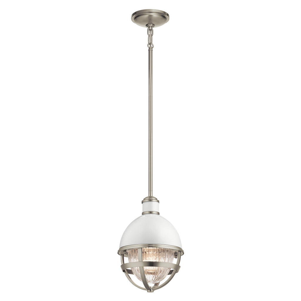 Quintiesse Tollis Mini Pendant in Brushed Nickel & White