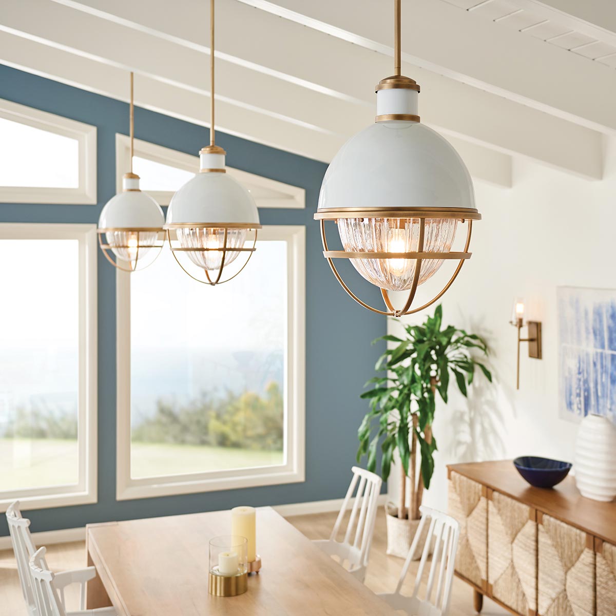 Quintiesse Tollis Pendant in Natural Brass & White