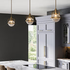 Quintiesse Triocent Bathroom Pendant/ Semi-Flush in Natural Brass
