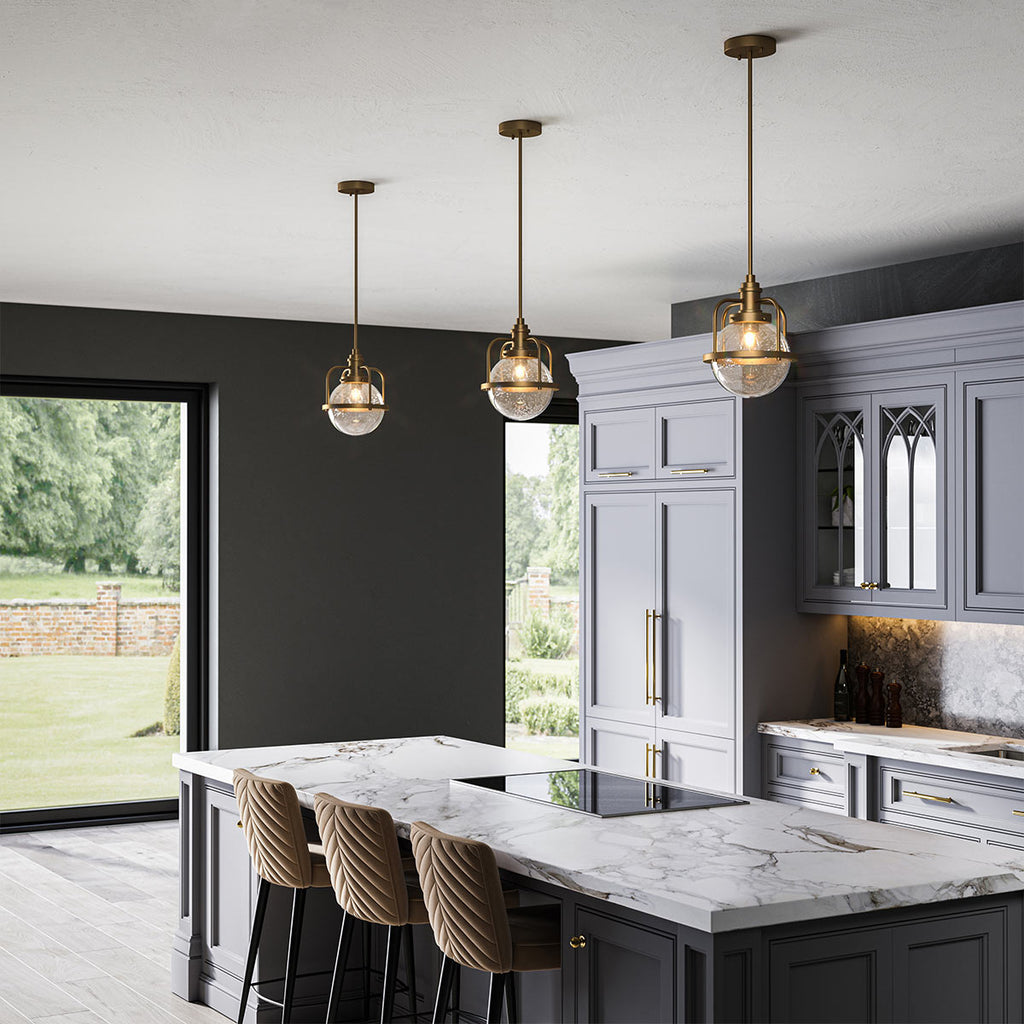 Quintiesse Triocent Bathroom Pendant/ Semi-Flush in Natural Brass
