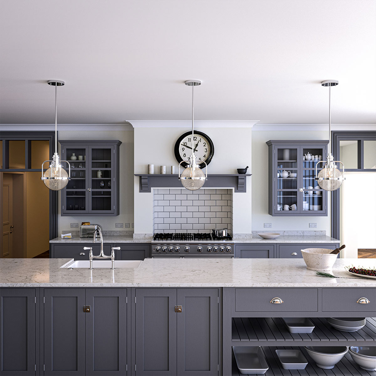 Quintiesse Triocent Bathroom Pendant/ Semi-Flush in Polished Nickel