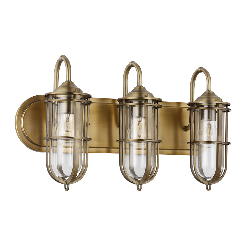 Quintiesse Urban Restoration 3 Light Wall Light Dark Antique Brass