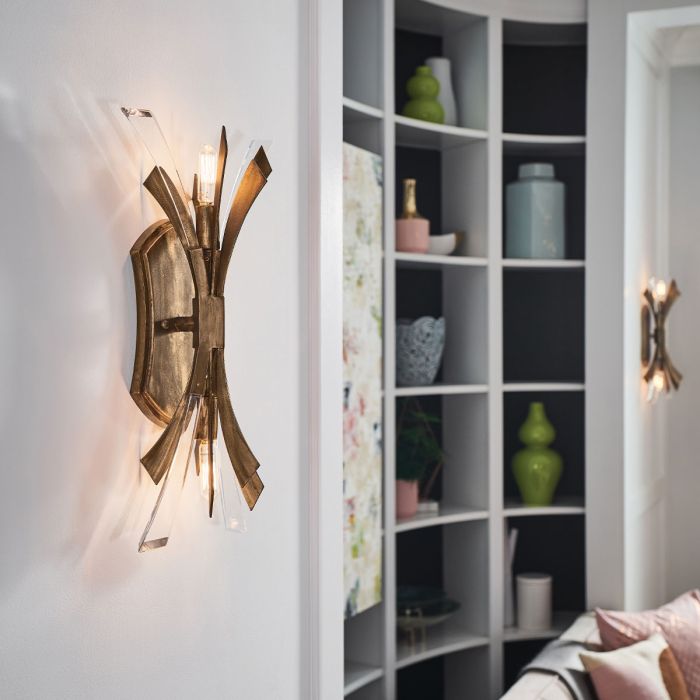 Quintiesse Vida 2 Light Wall Light Burnished Gold