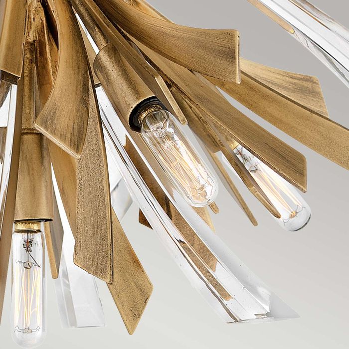 Quintiesse Vida 9 Light Semi Flush Ceiling Light Burnished Gold