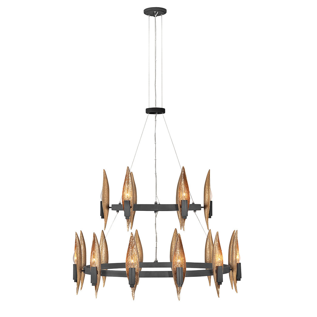 Quintiesse Willow 18 Light Chandelier in Carbon Black with Deluxe Gold