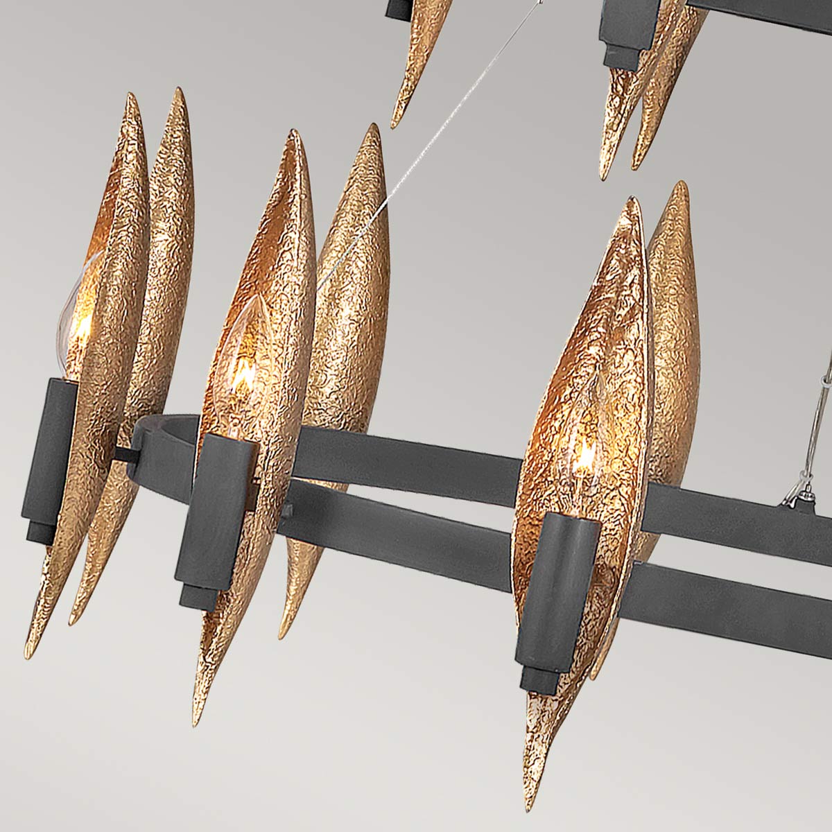 Quintiesse Willow 18 Light Chandelier in Carbon Black with Deluxe Gold