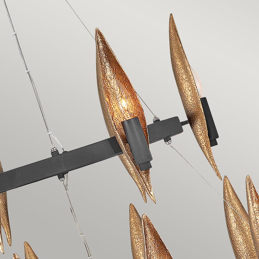 Quintiesse Willow 18 Light Chandelier in Carbon Black with Deluxe Gold