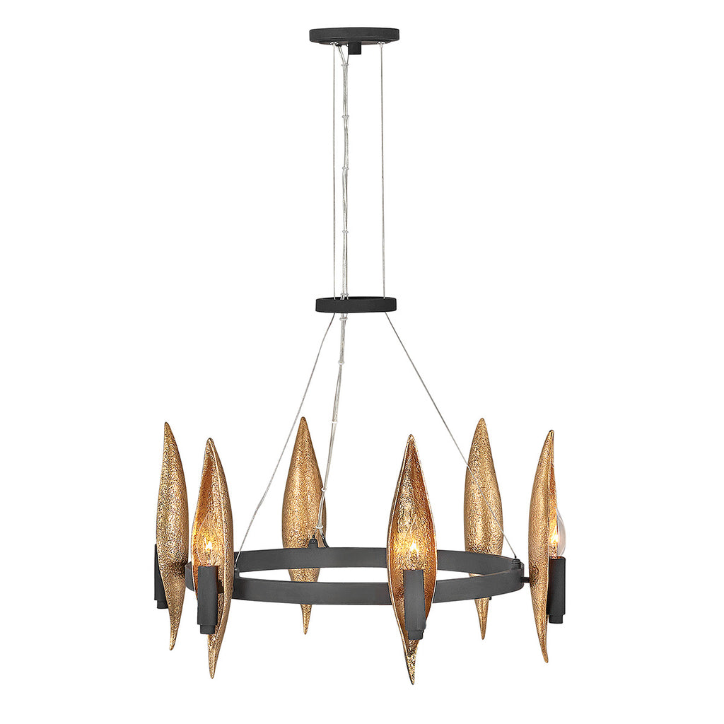 Quintiesse Willow 5 Light Chandelier in Carbon Black with Deluxe Gold