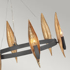 Quintiesse Willow 5 Light Chandelier in Carbon Black with Deluxe Gold