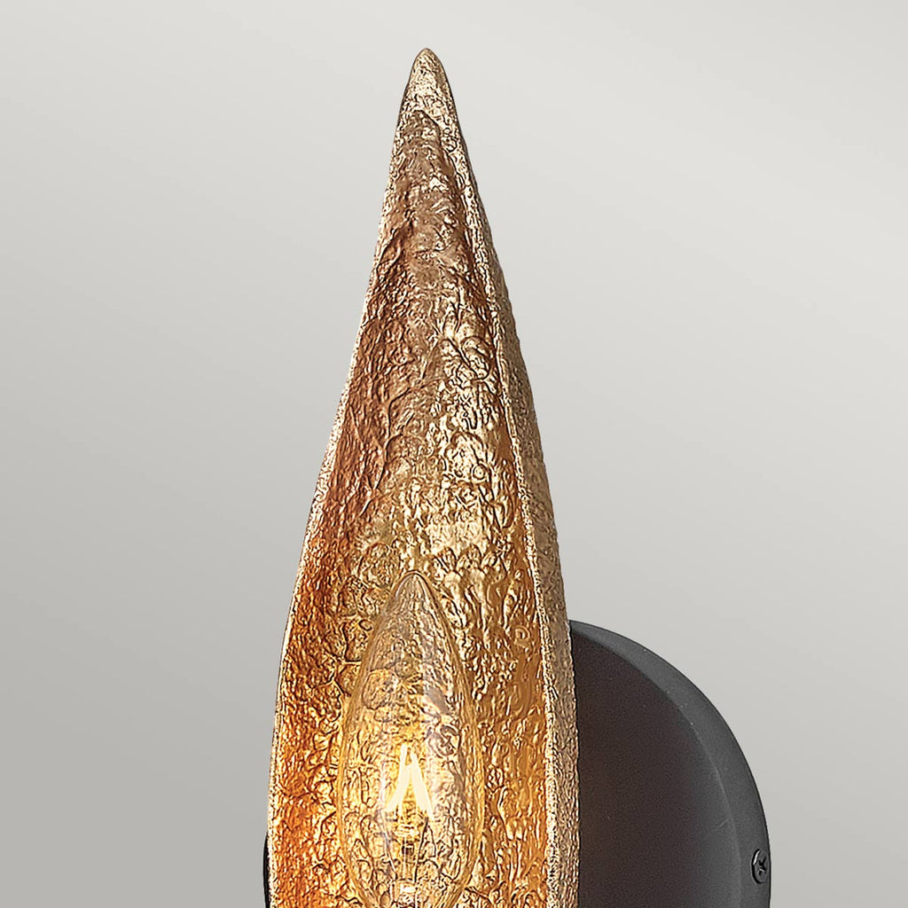 Quintiesse Willow Wall Light in Carbon Black with Deluxe Gold