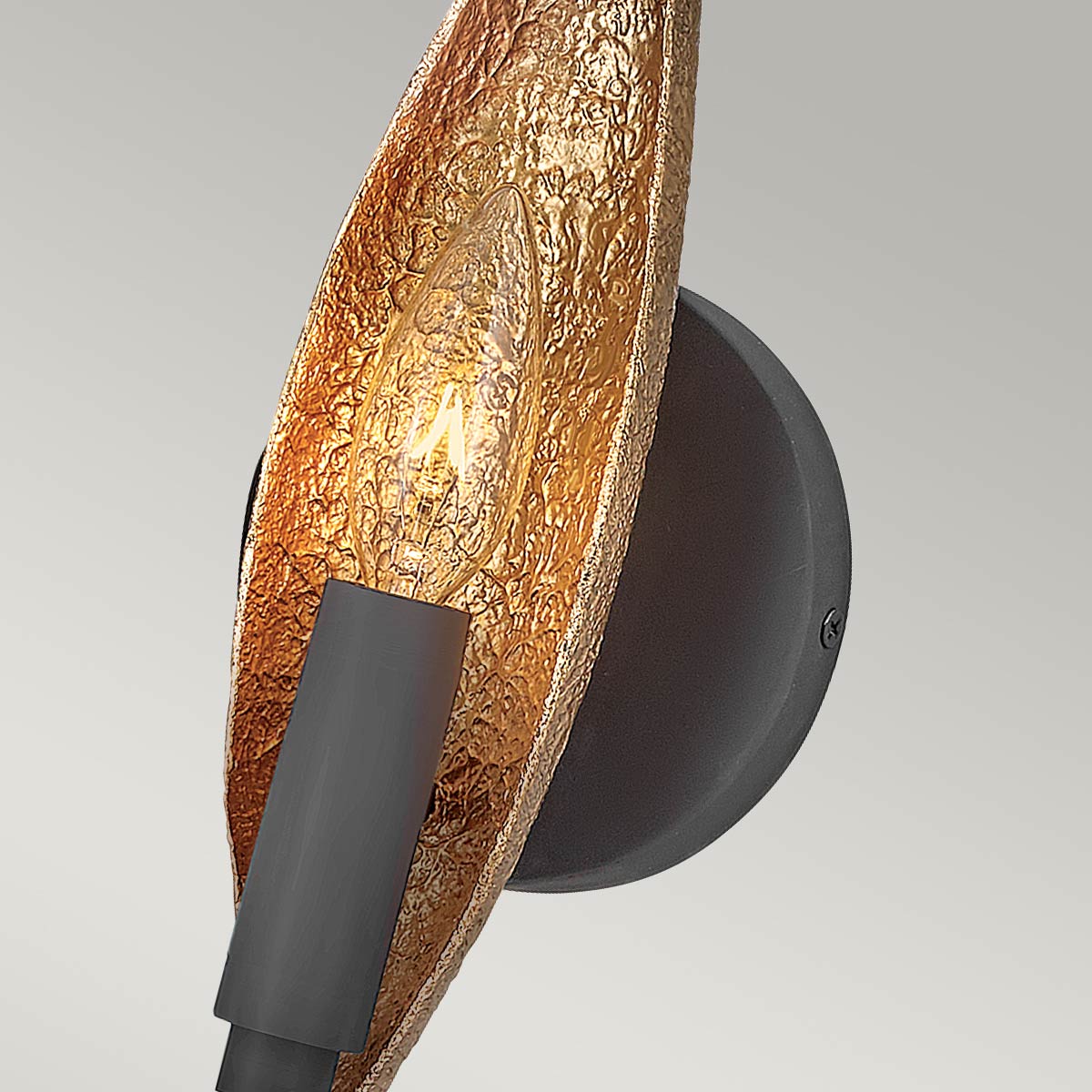 Quintiesse Willow Wall Light in Carbon Black with Deluxe Gold