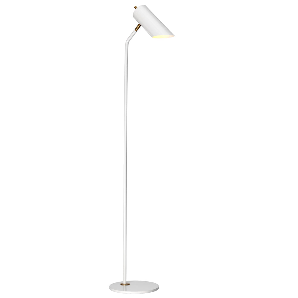 Elstead Quinto 1 Light Floor Lamp in Aged Brass with White Shade