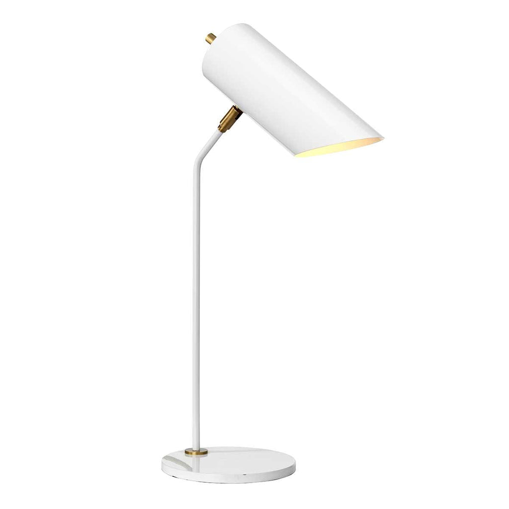 Elstead Quinto Table Lamp in White and Aged Brass