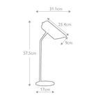 Elstead Quinto Table Lamp in White and Aged Brass - dimensions