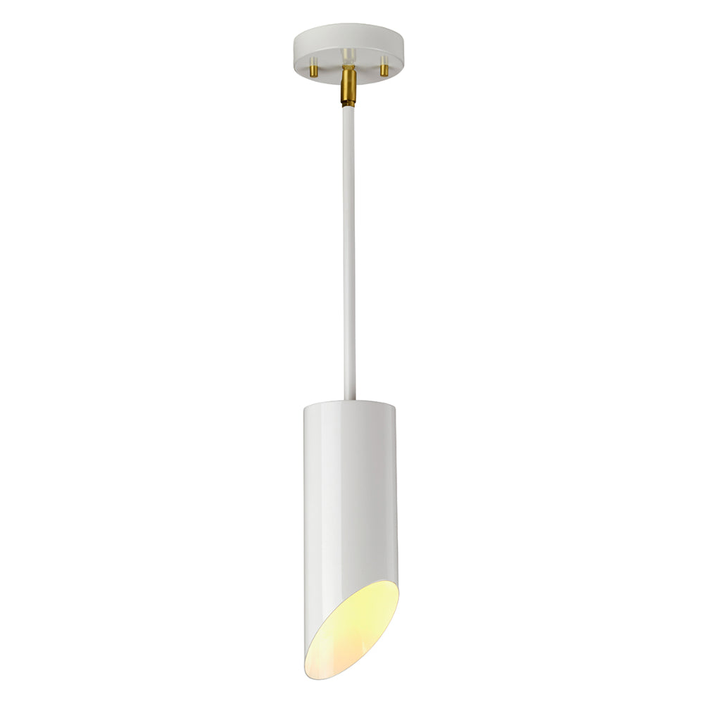 Elstead Quinto 1 Light Pendant Light in White and Aged Brass