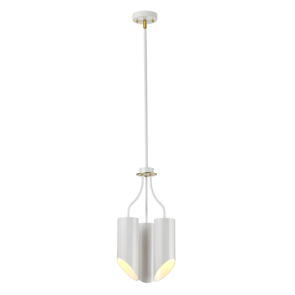 Elstead Quinto 3 Light Chandelier in White Aged Brass