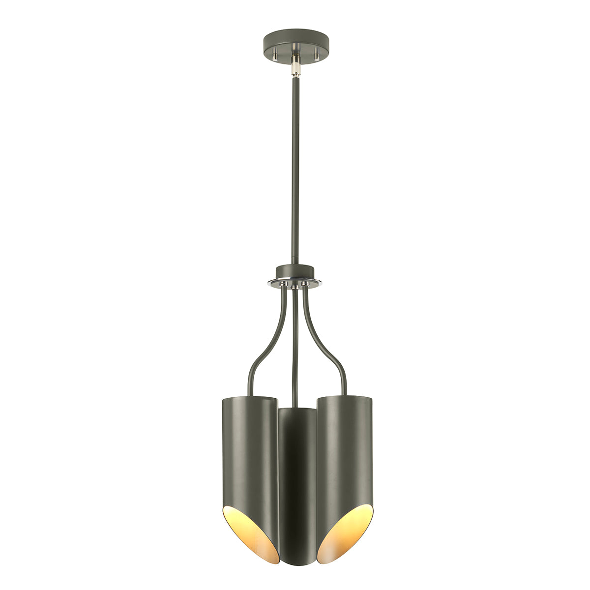Elstead Quinto 3 Light Chandelier in Dark Grey and Polished Nickel