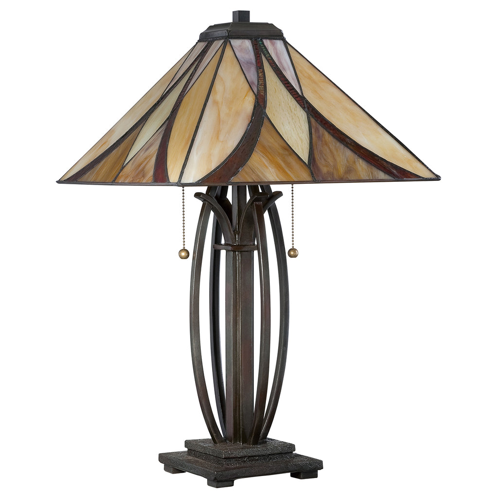 Quoizel Asheville Tiffany Table Lamp in Valiant Bronze