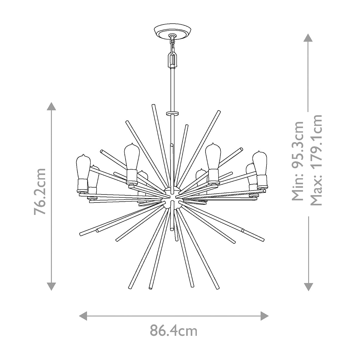 Quoizel Carnegie 8 Light Pendant Light in Imperial Silver