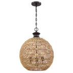 Quoizel Casablanca 3 Light Pendant Palladian Bronze with Rope Shade