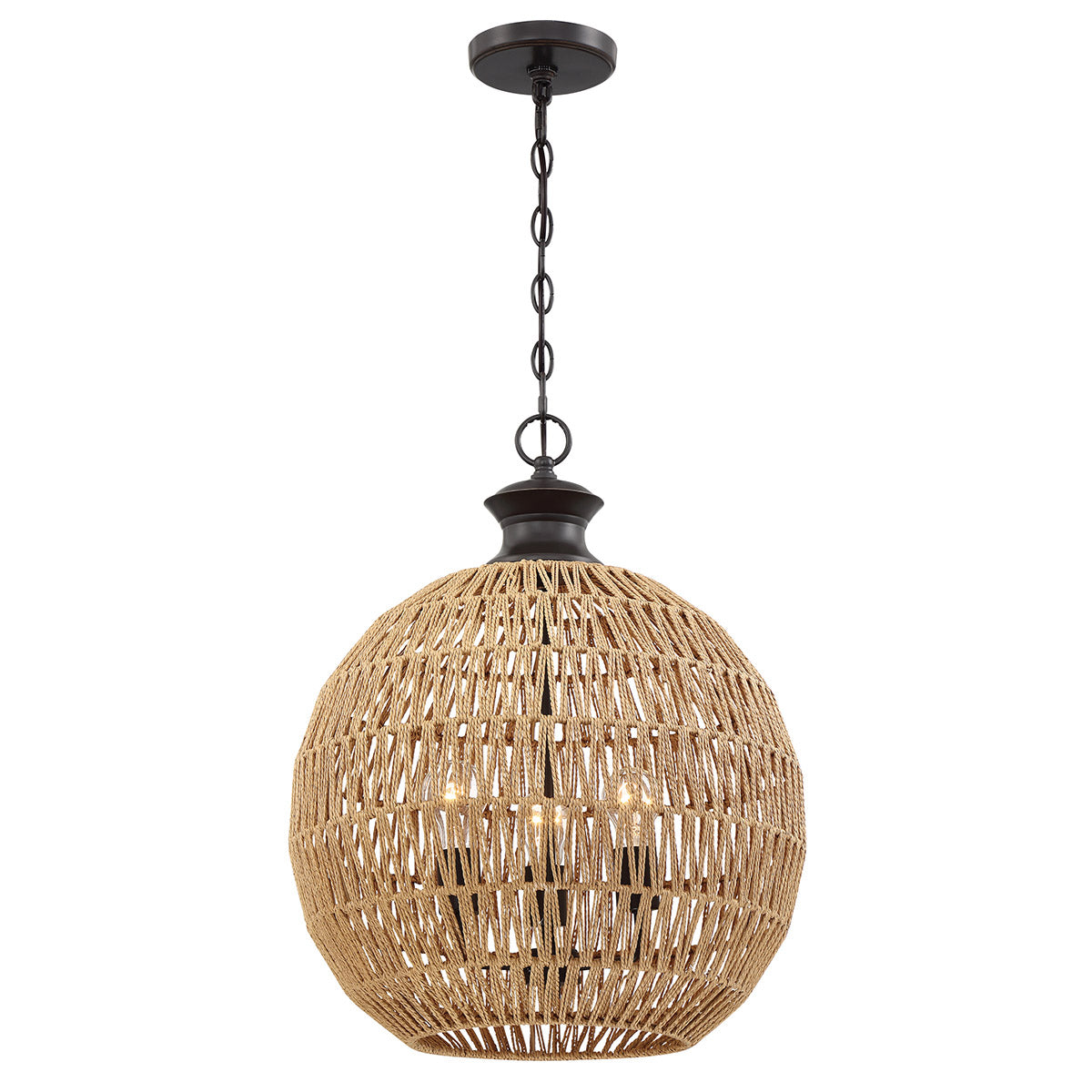 Quoizel Casablanca 3 Light Pendant Palladian Bronze with Rope Shade