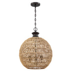 Quoizel Casablanca 3 Light Pendant Palladian Bronze with Rope Shade