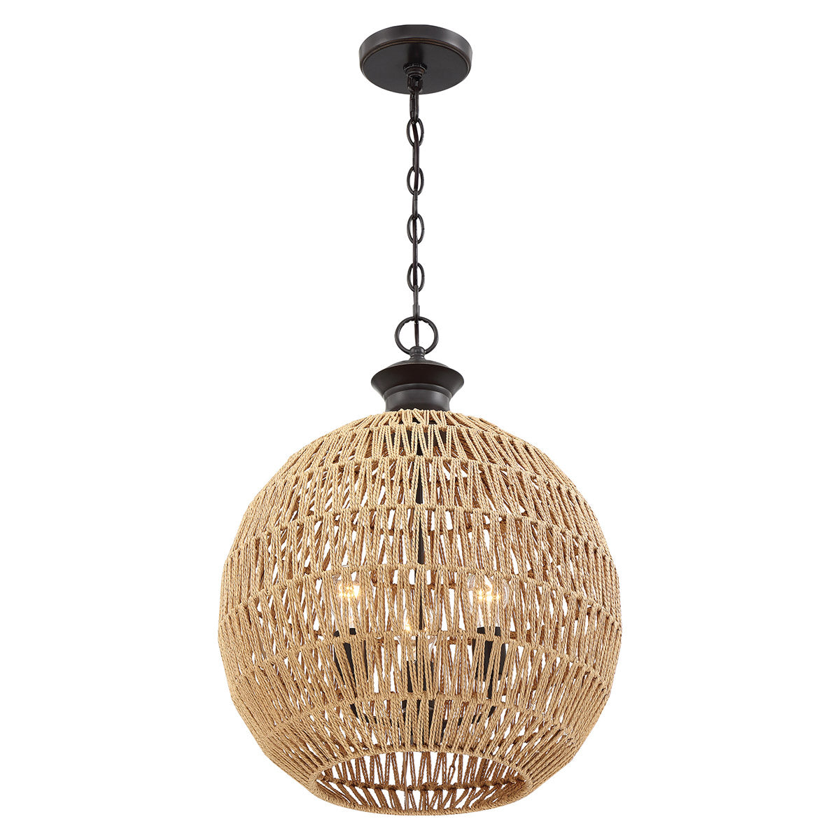 Quoizel Casablanca 3 Light Pendant Palladian Bronze with Rope Shade