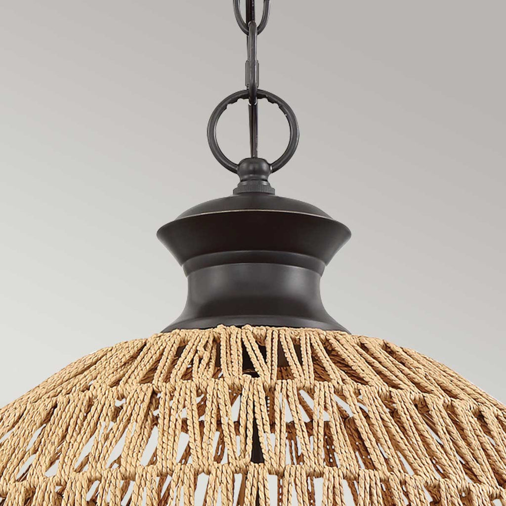 Quoizel Casablanca 3 Light Pendant Palladian Bronze with Rope Shade
