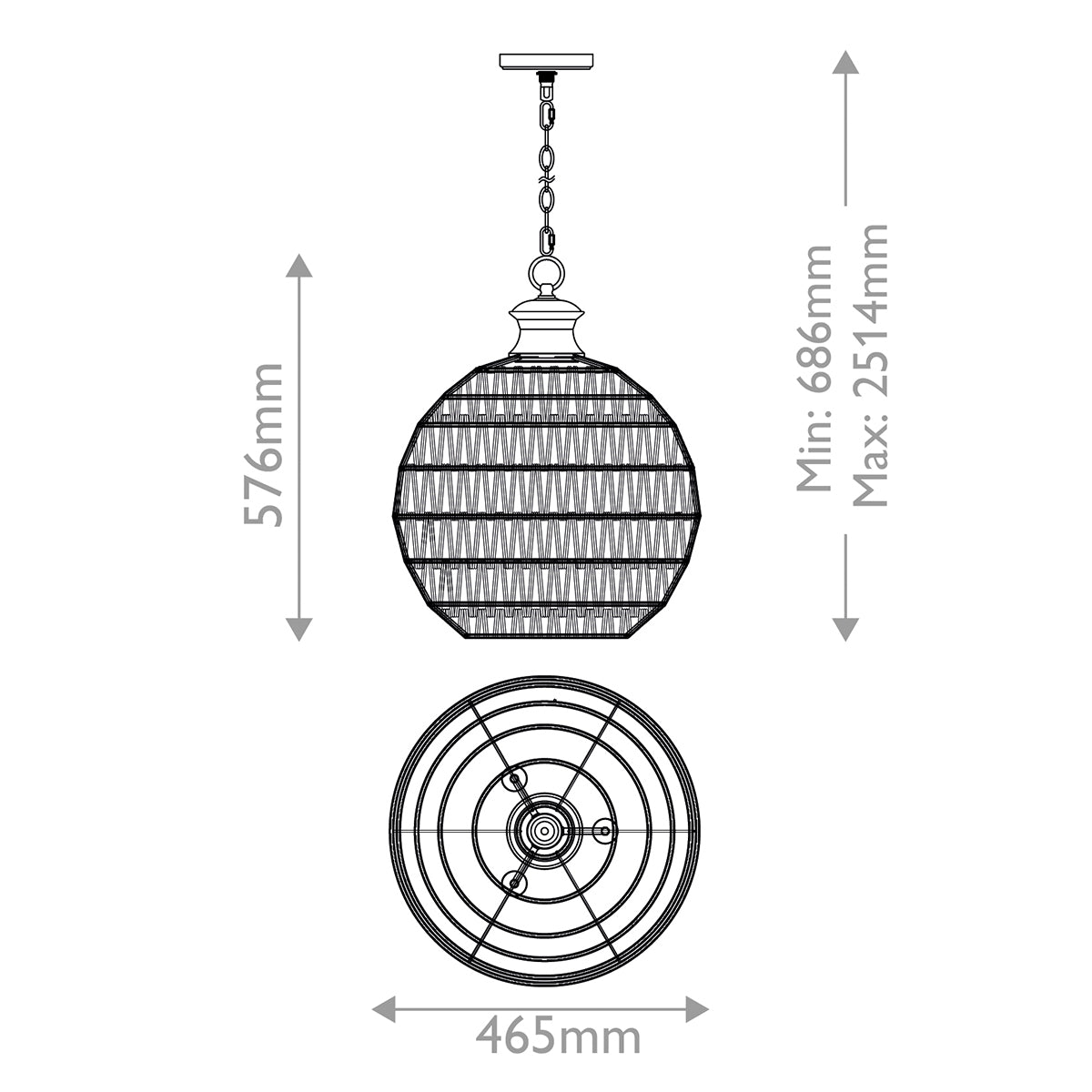 Quoizel Casablanca 3 Light Pendant Palladian Bronze with Rope Shade