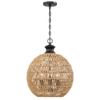Quoizel Casablanca 3 Light Pendant Palladian Bronze with Rope Shade