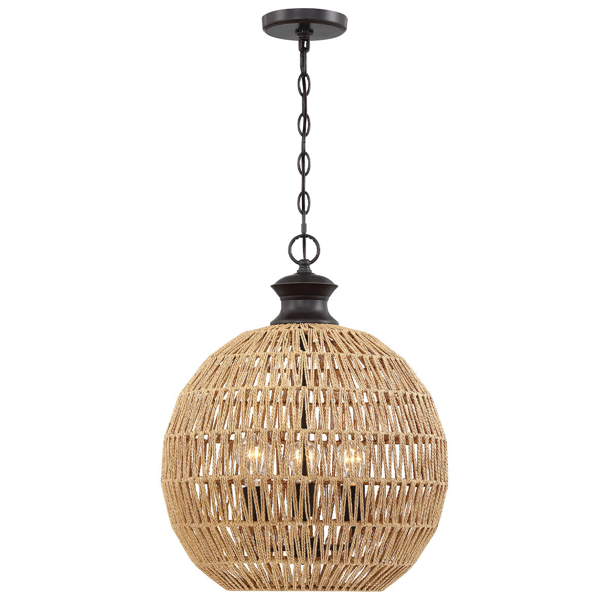 Quoizel Casablanca 3 Light Pendant Palladian Bronze with Rope Shade