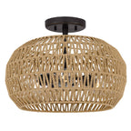 Quoizel Casablanca 3 Light Semi Flush Palladian Bronze with Rope Shade