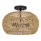 Quoizel Casablanca 3 Light Semi Flush Palladian Bronze with Rope Shade