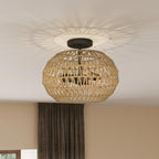 Quoizel Casablanca 3 Light Semi Flush Palladian Bronze with Rope Shade