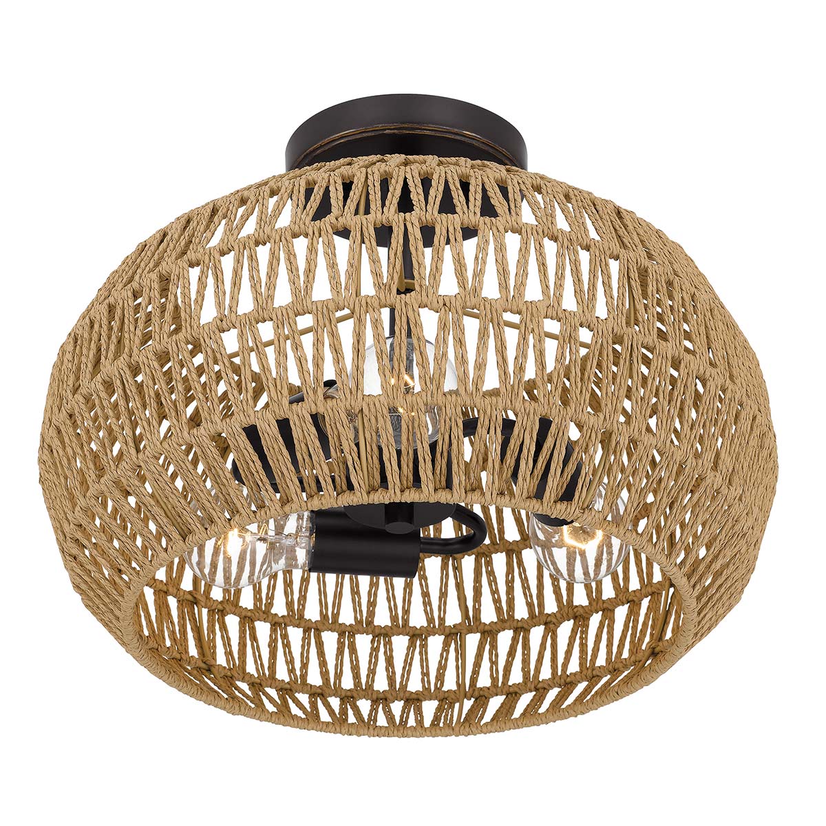 Quoizel Casablanca 3 Light Semi Flush Palladian Bronze with Rope Shade