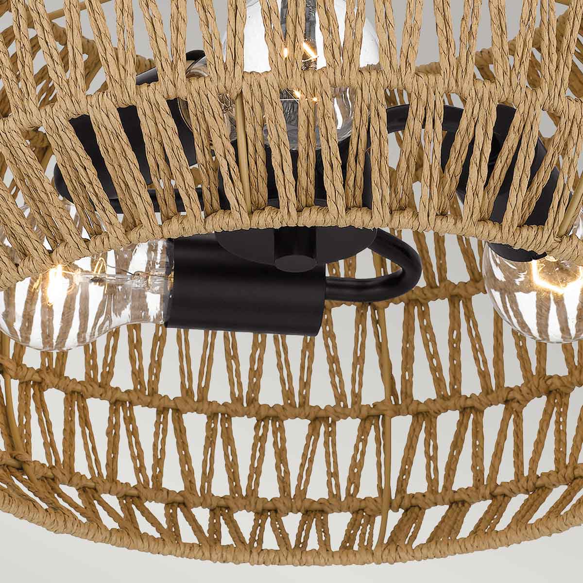 Quoizel Casablanca 3 Light Semi Flush Palladian Bronze with Rope Shade
