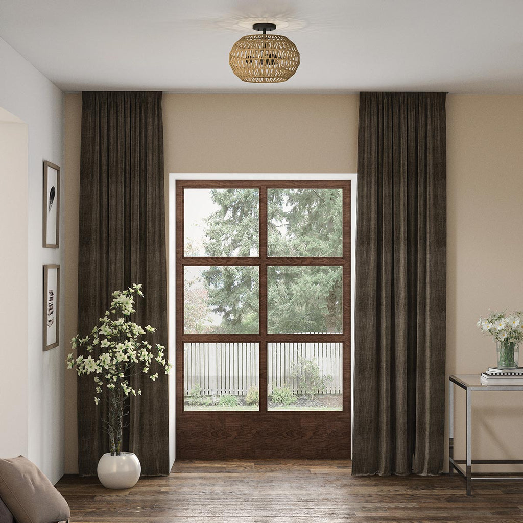 Quoizel Casablanca 3 Light Semi Flush Palladian Bronze with Rope Shade