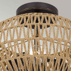 Quoizel Casablanca 3 Light Semi Flush Palladian Bronze with Rope Shade
