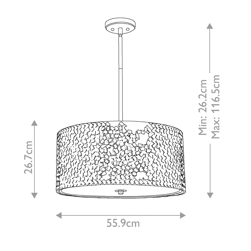 Quoizel Confetti Large 4 Light Pendant Light in Old Silver