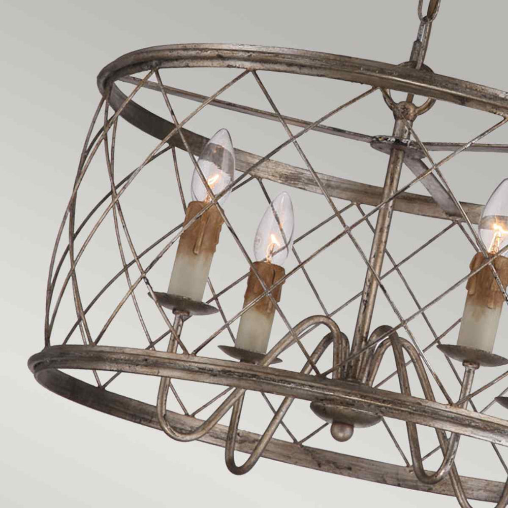 Quoizel Dury 4 Light Pendant Chandelier Century Silver Leaf QZ-DURY-P