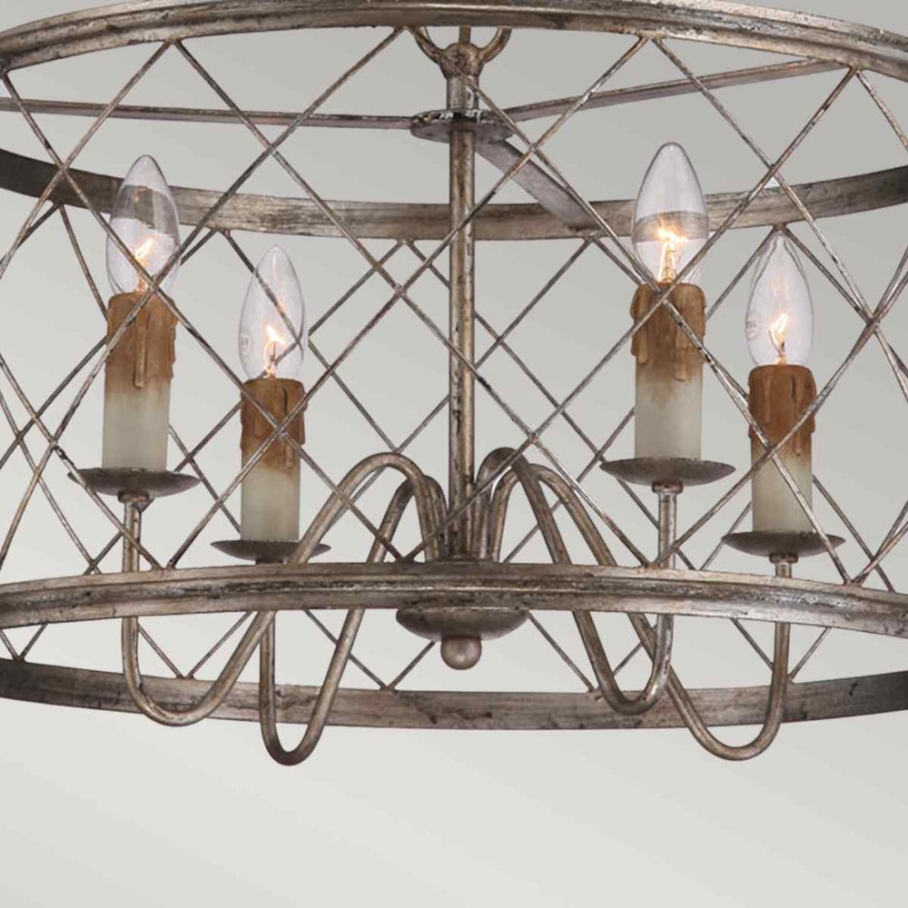 Quoizel Dury 4 Light Pendant Chandelier Century Silver Leaf QZ-DURY-P