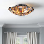 Quoizel Inglenook 2 Light Flush Valiant Bronze & Art Glass Shade