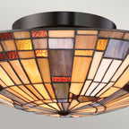 Quoizel Inglenook 2 Light Flush Valiant Bronze & Art Glass Shade