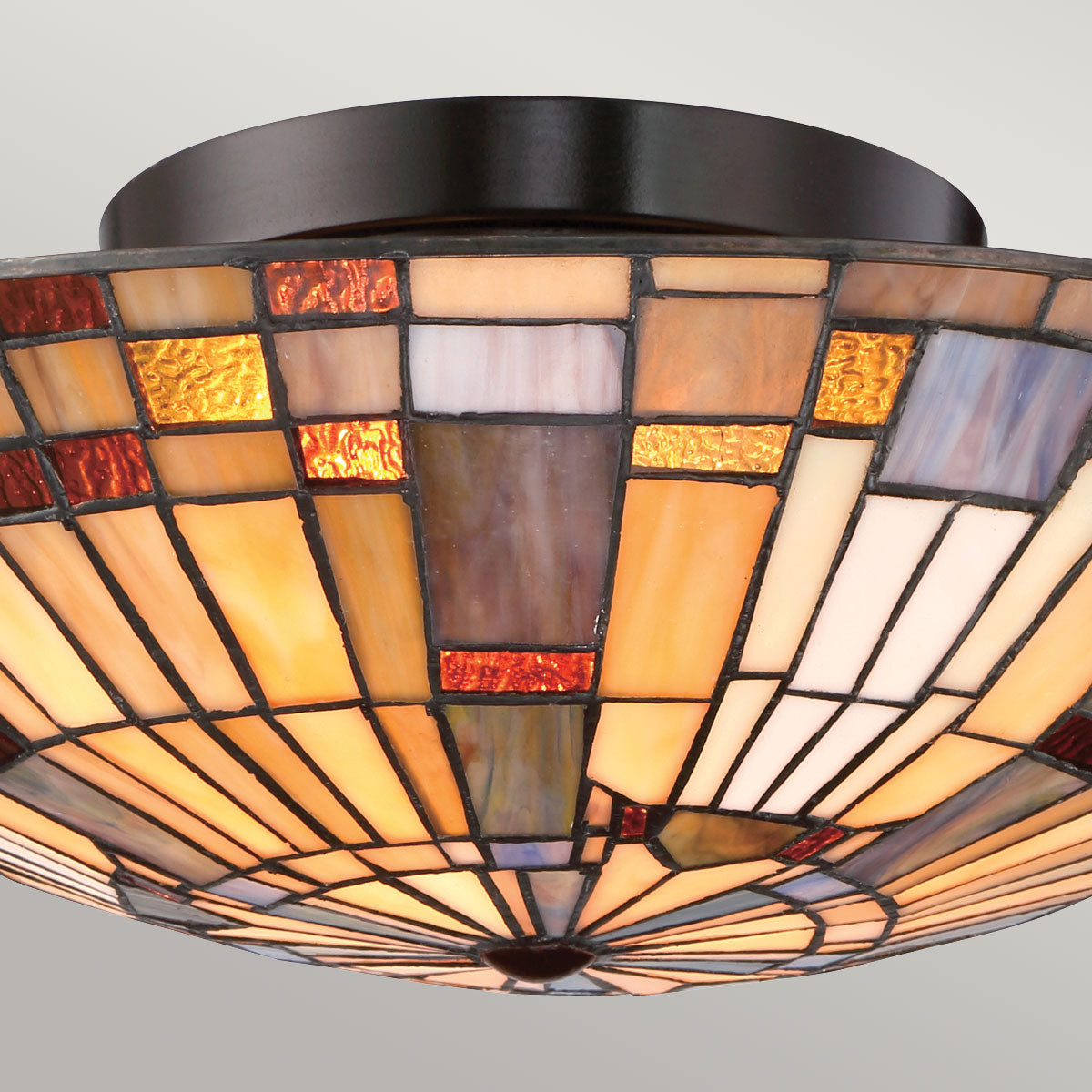 Quoizel Inglenook 2 Light Flush Valiant Bronze & Art Glass Shade